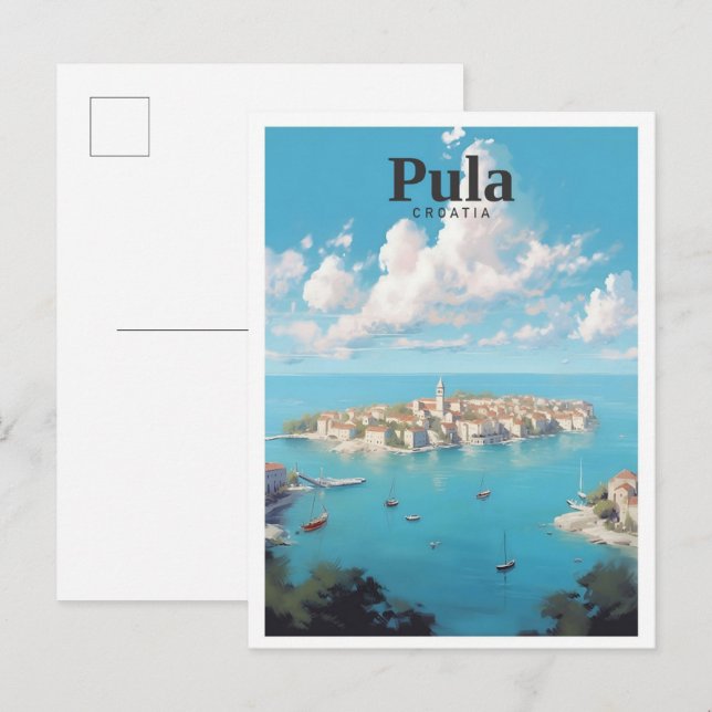 Postal Viaje de arte de Pula Croatia (Anverso / Reverso)