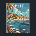 Postal Viaje de arte de Split en Croacia<br><div class="desc">Diseño de viaje vector retro dividido. Split,  históricamente conocida como Spalato,  es la segunda ciudad más grande de Croacia después de la capital Zagreb,  la ciudad más grande de Dalmacia y la ciudad más grande de la costa croata.</div>