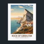 Postal Viaje de arte del Rock of Gibraltar<br><div class="desc">Rock de Gibraltar en un estilo vectorial. El Peñón de Gibraltar es un promontorio monolítico de piedra caliza situado en el territorio británico de Gibraltar,  cerca del extremo suroeste de Europa,  en la península ibérica.</div>