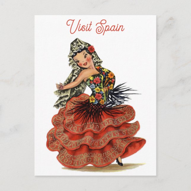 Postal Viaje de bailarina de flamenco en España (Anverso)