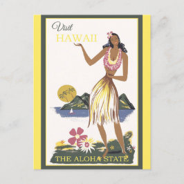 Postal Viaje de bailarina de Vintage Hawaii Aloha Hula