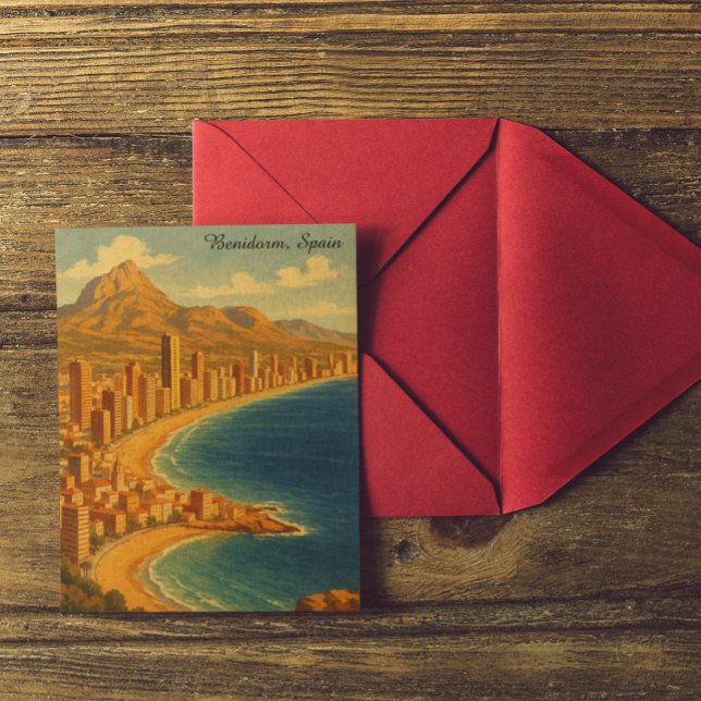 Postal Viaje de Benidorm Costa Blanca España (Vintage Benidorm Costa Blanca Spain Travel Postcard)