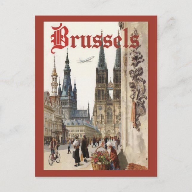 Postal Viaje de Bruselas Bélgica Vintage (Anverso)