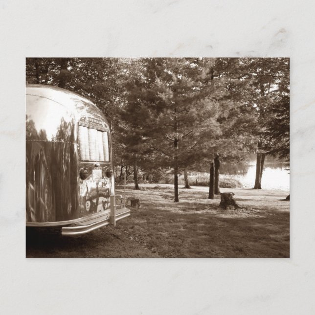 Postal Viaje de camping de remolque de viaje retro de vin (Anverso)