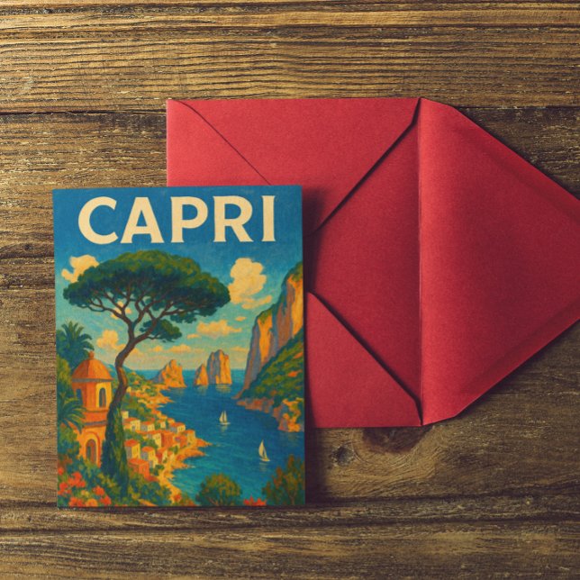 Postal Viaje de Capri Italia (retro vintage capri italy postcard)