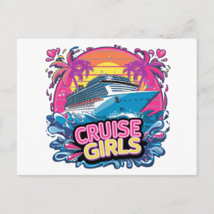 Postal Viaje de Chicas Coloridas Crucero Caribeño