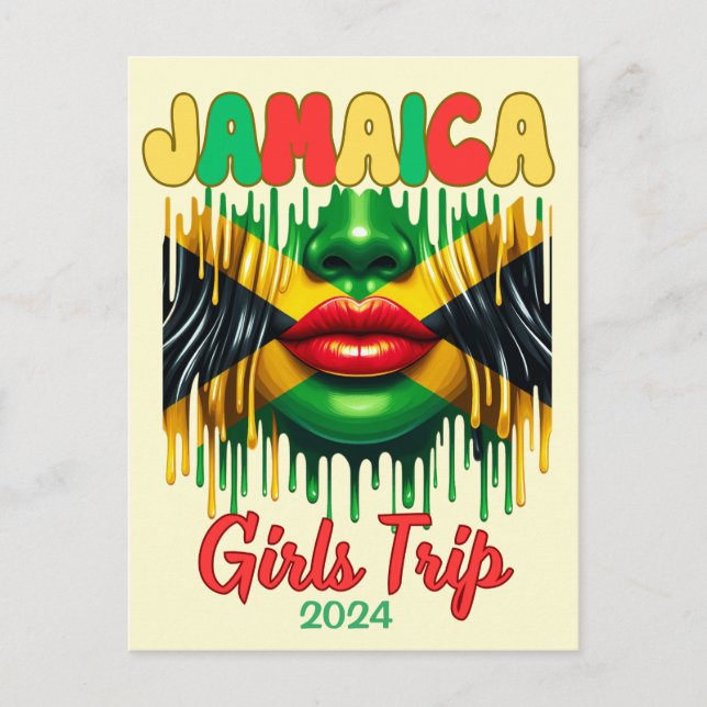 Postal Viaje de Chicas de Jamaica a playa tropical 2024 (Anverso)