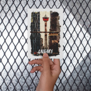 Postal Viaje de color de agua de Canadá de vintage Calgar