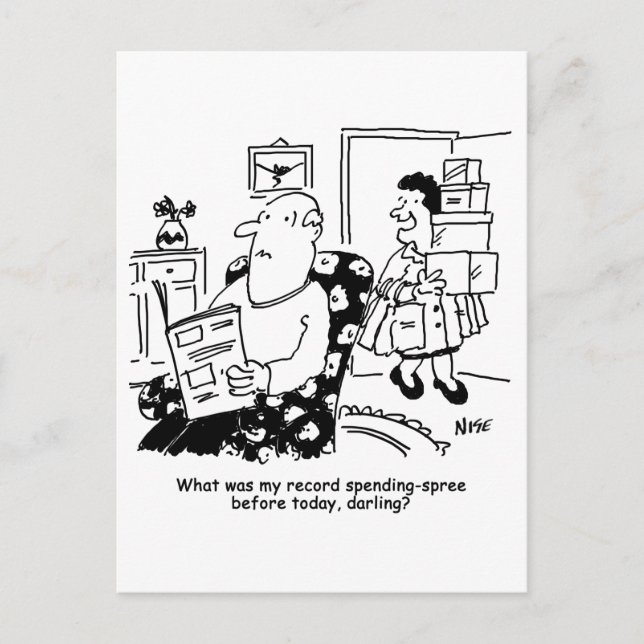 Postal Viaje de compras. Gasto de registro. Sobreviviendo (Anverso)