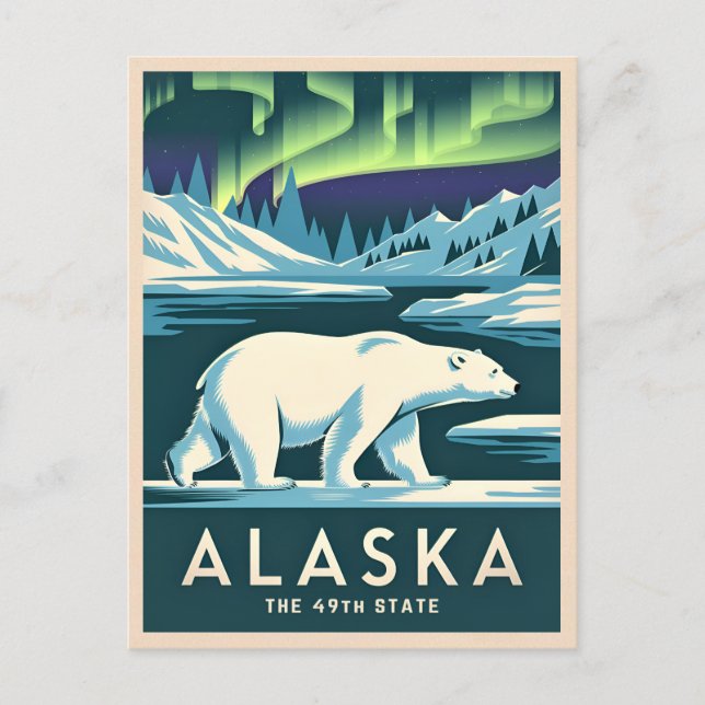 Postal Viaje de cosecha Alaska Oso Polar de la Luz del No (Anverso)