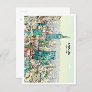 Postal Viaje de cosecha artística de Saigon Vietnam