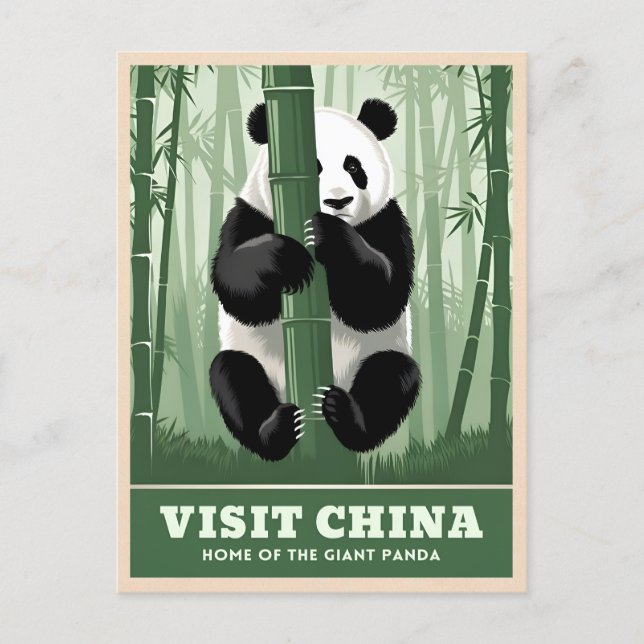 Postal Viaje de cosecha China Panda Wildlife Nature Retro (Anverso)