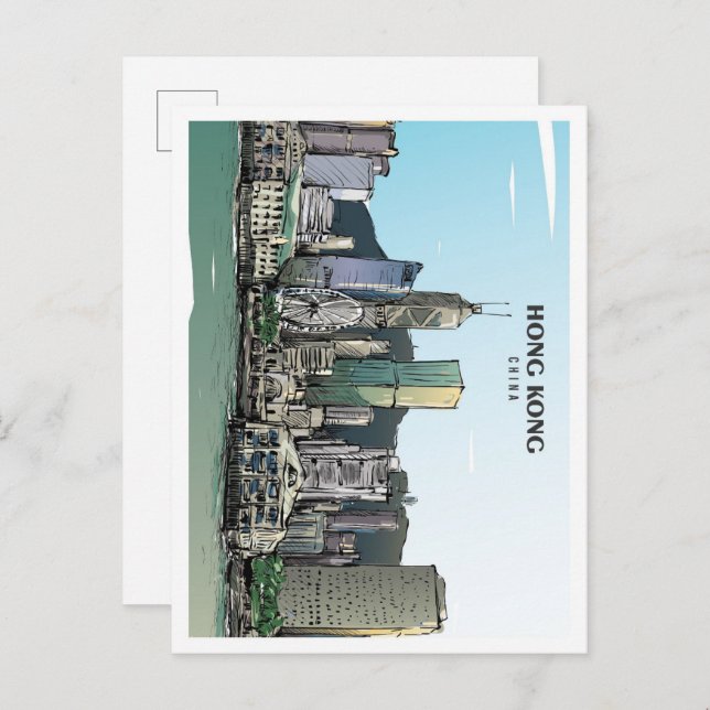 Postal Viaje de cosecha de arte en China en Hong Kong (Anverso / Reverso)