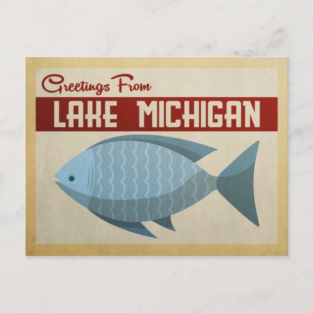 Postal Viaje de cosecha de peces azules del lago Michigan (Anverso)