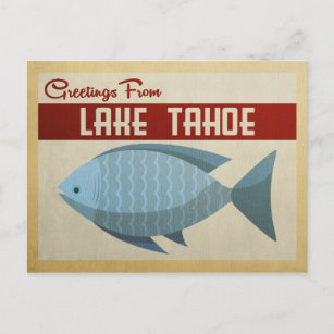 Postal Viaje de cosecha de peces azules del lago Tahoe