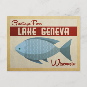 Postal Viaje de cosecha de pescado azul del lago Ginebra 