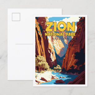 Postal Viaje de cosecha del Parque Nacional Zion Arizona