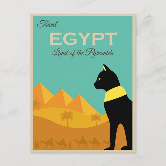 Postal Viaje de cosecha Egipto Pirámides retro Gato (Anverso)