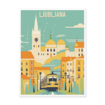 Viaje de cosecha Ljubljana Eslovenia acuarela retr