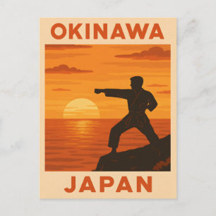 Postal Viaje de cosecha Okinawa Japón Karate Retro Sunset