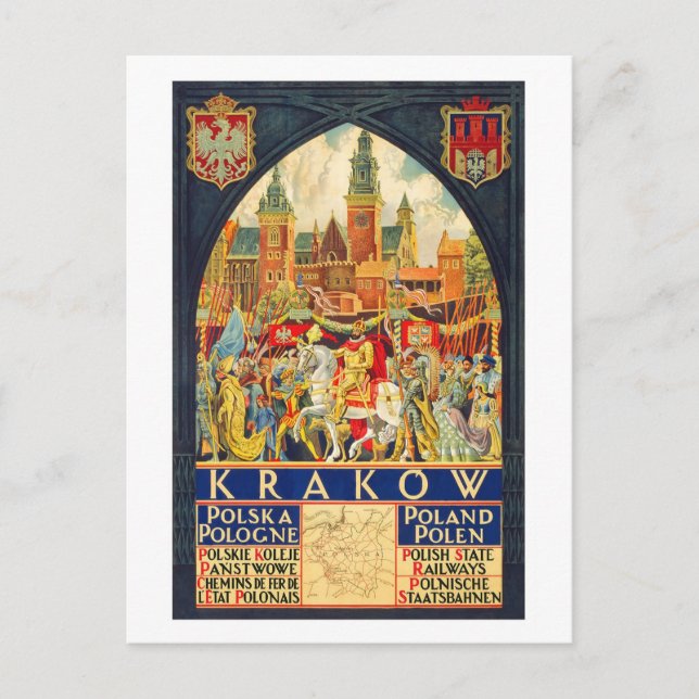 Postal Viaje de Cracovia Vintage (Anverso)