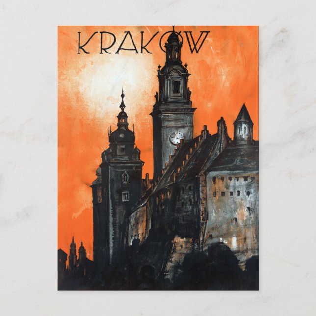 Postal Viaje de Cracovia Vintage Polonia (Anverso)
