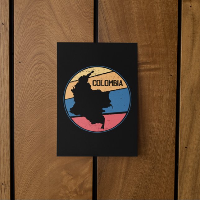 Postal Viaje de época Colombia Mapa colorido (Vintage Travel Colombia Map Colorful Postcard)