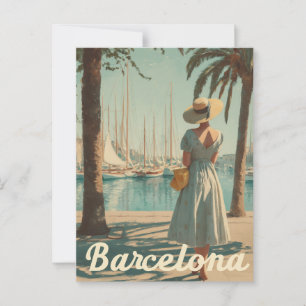 Postal Viaje de época de los años 50 en Barcelona