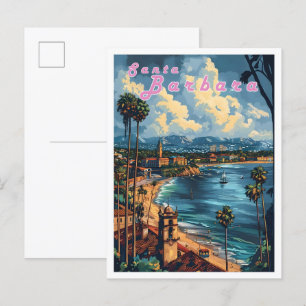Postal Viaje de época del arte clásico de Santa Bárbara