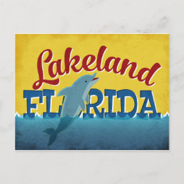 Postal Viaje de época del delfín retro de Lakeland Florid
