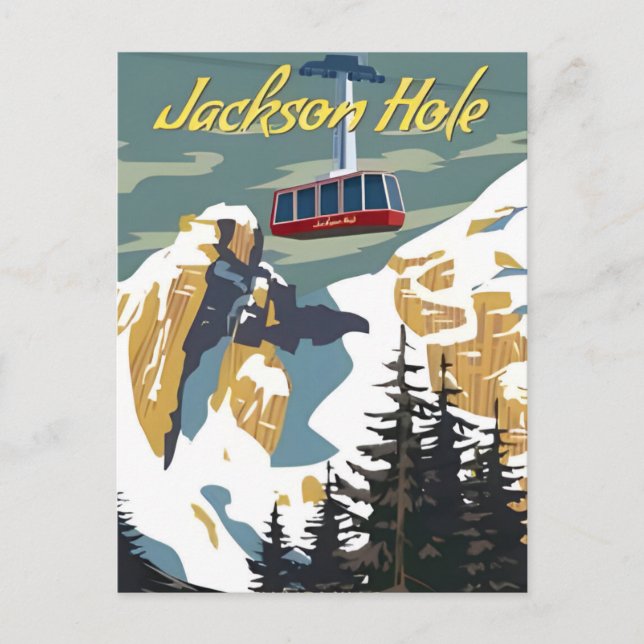 Postal Viaje de época Jackson Hole Wyoming retro (Anverso)