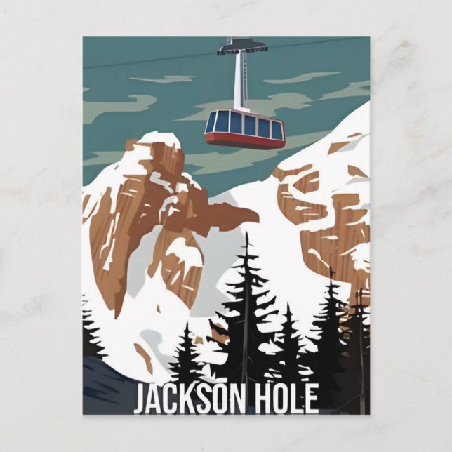 Postal Viaje de época Jackson Hole Wyoming retro (Anverso)