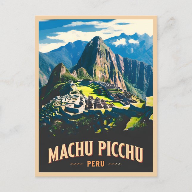 Postal Viaje de época Machu Picchu Paisaje retro Perú (Anverso)