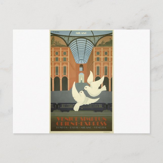 Postal Viaje de época Milán Orient Express (Anverso)
