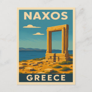 Postal Viaje de época Naxos Grecia Costa Retro Escenario