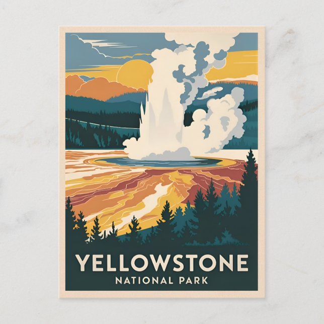 Postal Viaje de época Parque Nacional Yellowstone Escenar (Anverso)