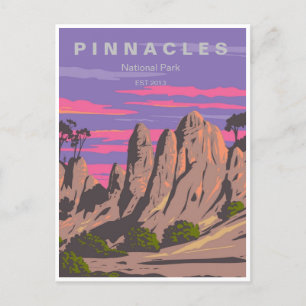 Postal Viaje de época Pinnacles Parque nacional Californi