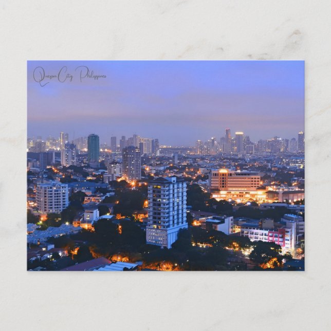 Postal Viaje de época Quezon City Retro de la ciudad de F (Anverso)