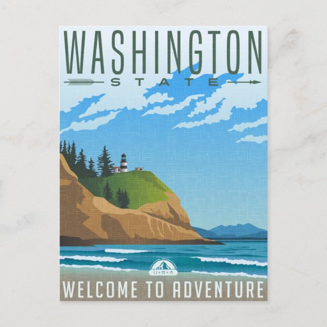 Postal Viaje de época retro Washington State USA (Anverso)