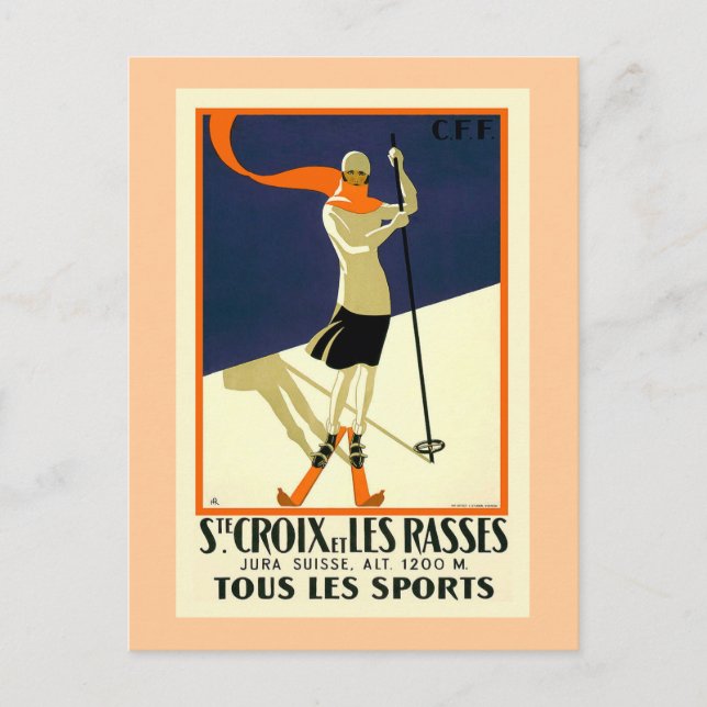 Postal Viaje de época suizo "Ste Croix et Les Rasses" (Anverso)