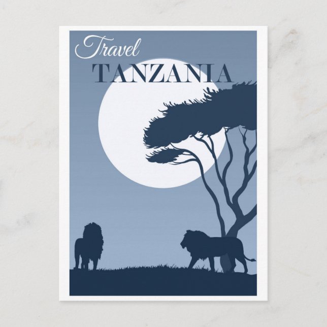 Postal Viaje de época Tanzania León de África (Anverso)