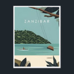 Postal Viaje de época Zanzíbar Tanzania Lago África<br><div class="desc">vintage,  retro,  travel,  moderno,  acuarela,  clásico,  Monte Kilimanjaro,  Tanzania,  África,  Zanzíbar, </div>