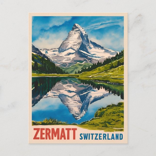 Postal Viaje de época Zermatt Suiza Matterhorn (Anverso)