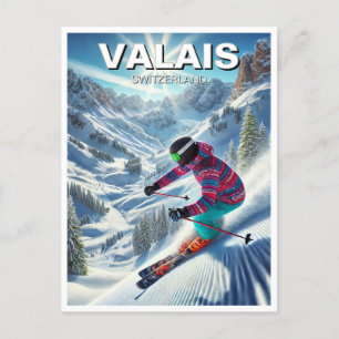 Postal Viaje de esquí de Valais Suiza
