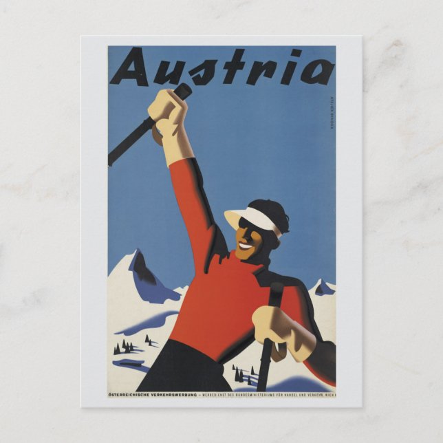 Postal Viaje de esquí en los Alpes de Austria (Anverso)