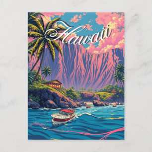 Postal Viaje de estilo vintage en Hawái Honolulu Mid-Paci