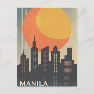 Postal Viaje de filipinas de manila Viaje Retro de acuare