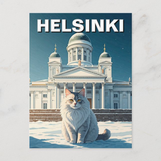 Postal Viaje de gato a Helsinki Finlandia (Anverso)