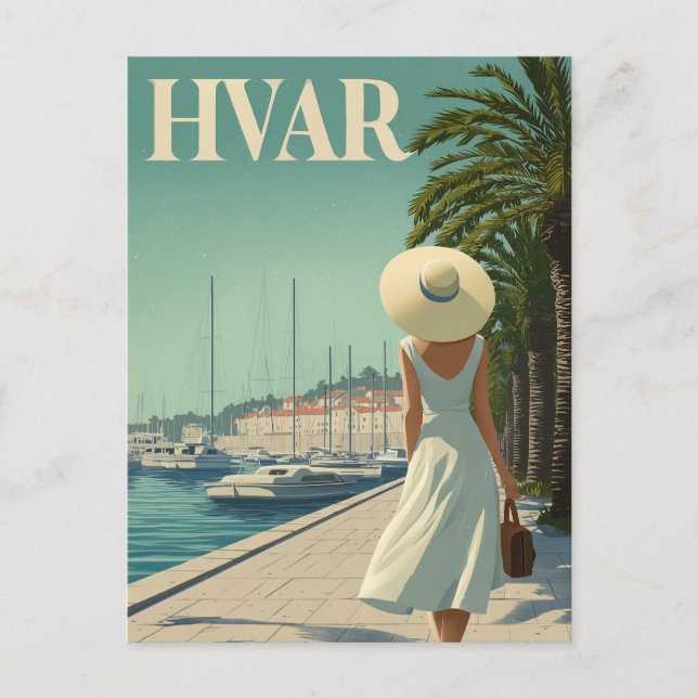 Postal Viaje de Hvar vintage 50 (Anverso)