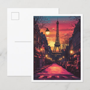 Postal Viaje de Ilustracion Art Vintage de París Francia